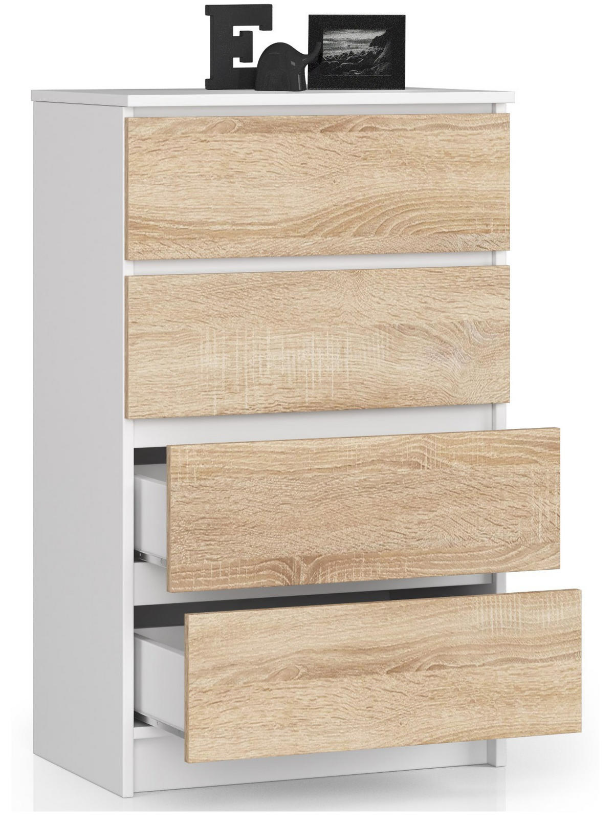 KOMMODE Weiß, Eiche Sonoma 99/60/40 - Weiß, Holzwerkstoff (60/99/40cm) - RAUMHIRSCH FURNITURE