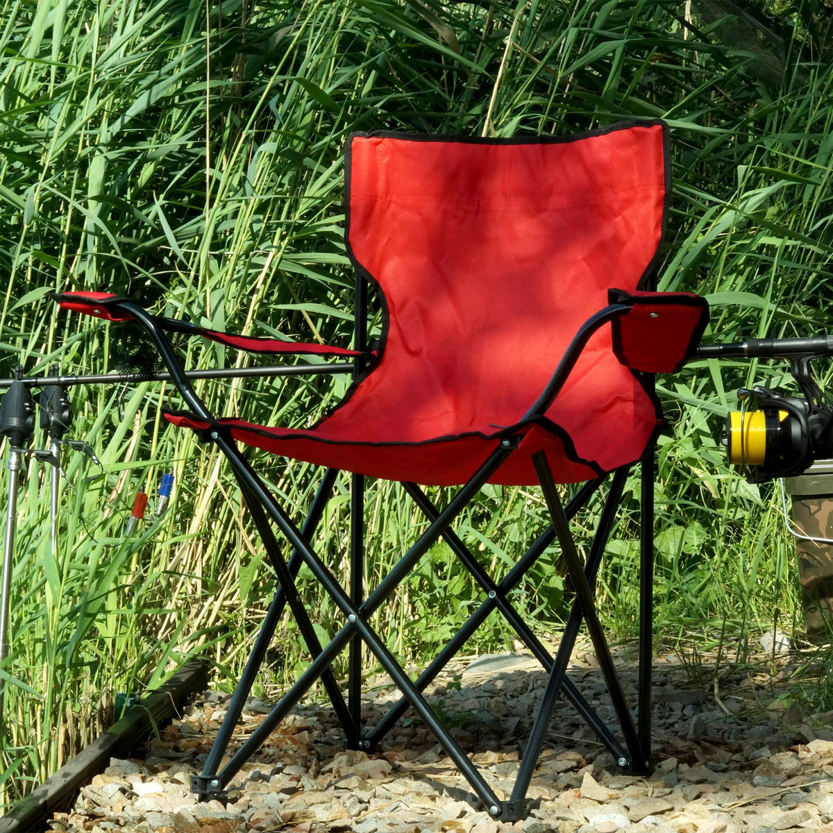 Klappstuhl 82 x 46 cm Rot - Rot, Metall (46/82cm) - KADAX