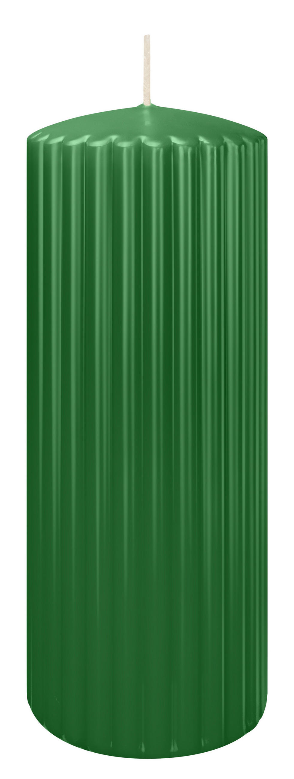 RILLEN KERZEN Dunkelgrün 200 x Ø 80 mm, 4 Stück - Dunkelgrün, Paraffin (8/20/20cm) - Wiedemann Kerzen
