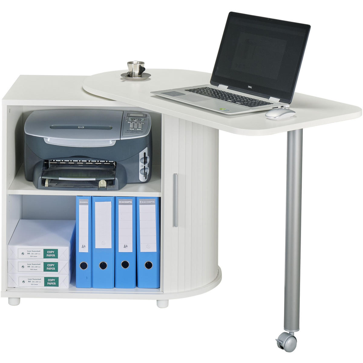 COMPUTERTISCH mit Rolladentür 55/131/75cm - Weiß, Holzwerkstoff (55/131/75cm) - Simmob