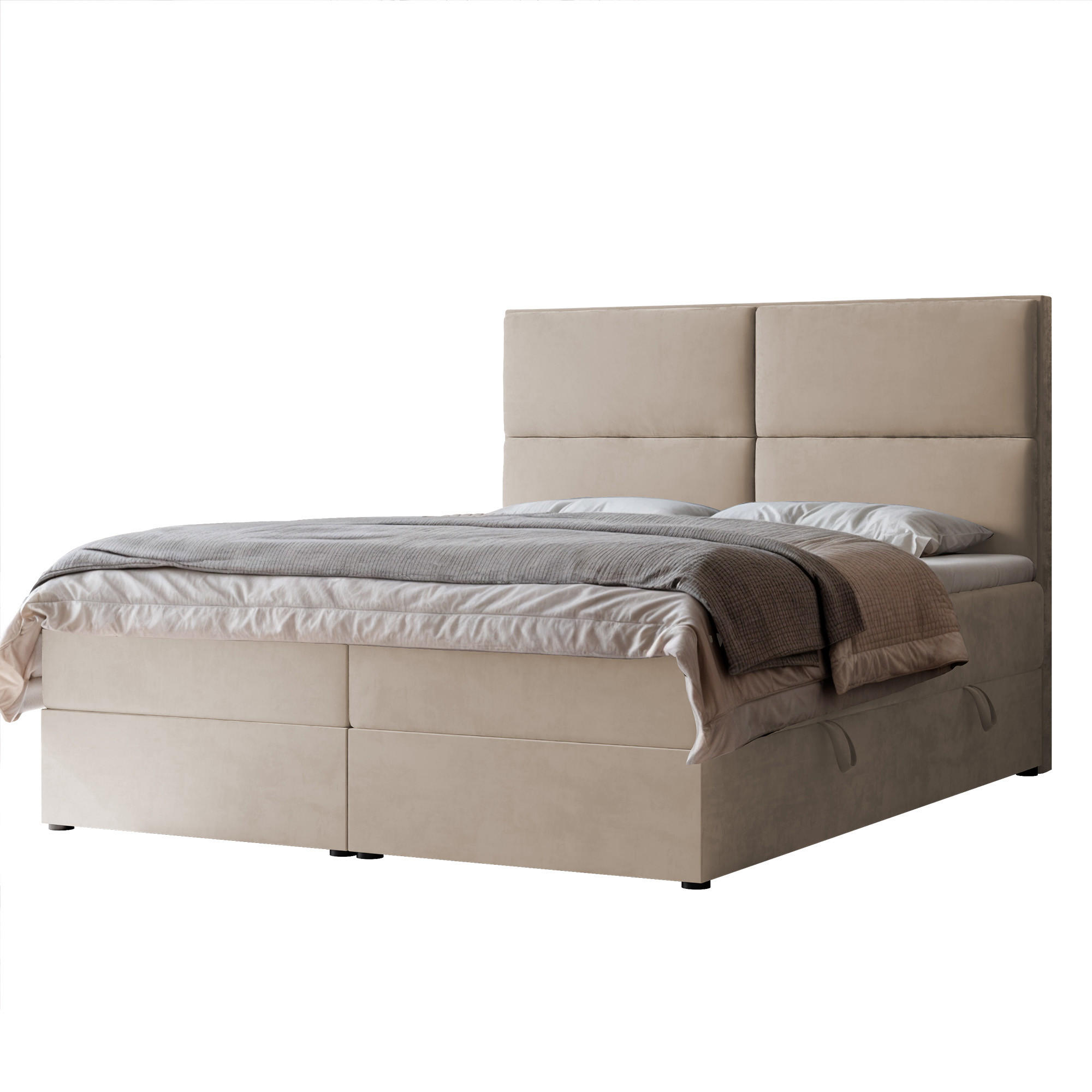 BOXBETT 120x200 cm mit Topper - Creme, Holzwerkstoff/Textil (120/200cm) - Idohome