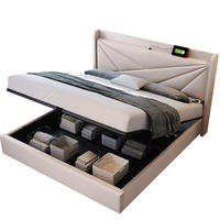 POLSTERBETT 180/200 cm Beige mit Stauraum und USB- und Type-C-Anschlüssen - Beige, Textil (180/200cm) - Flora Grace
