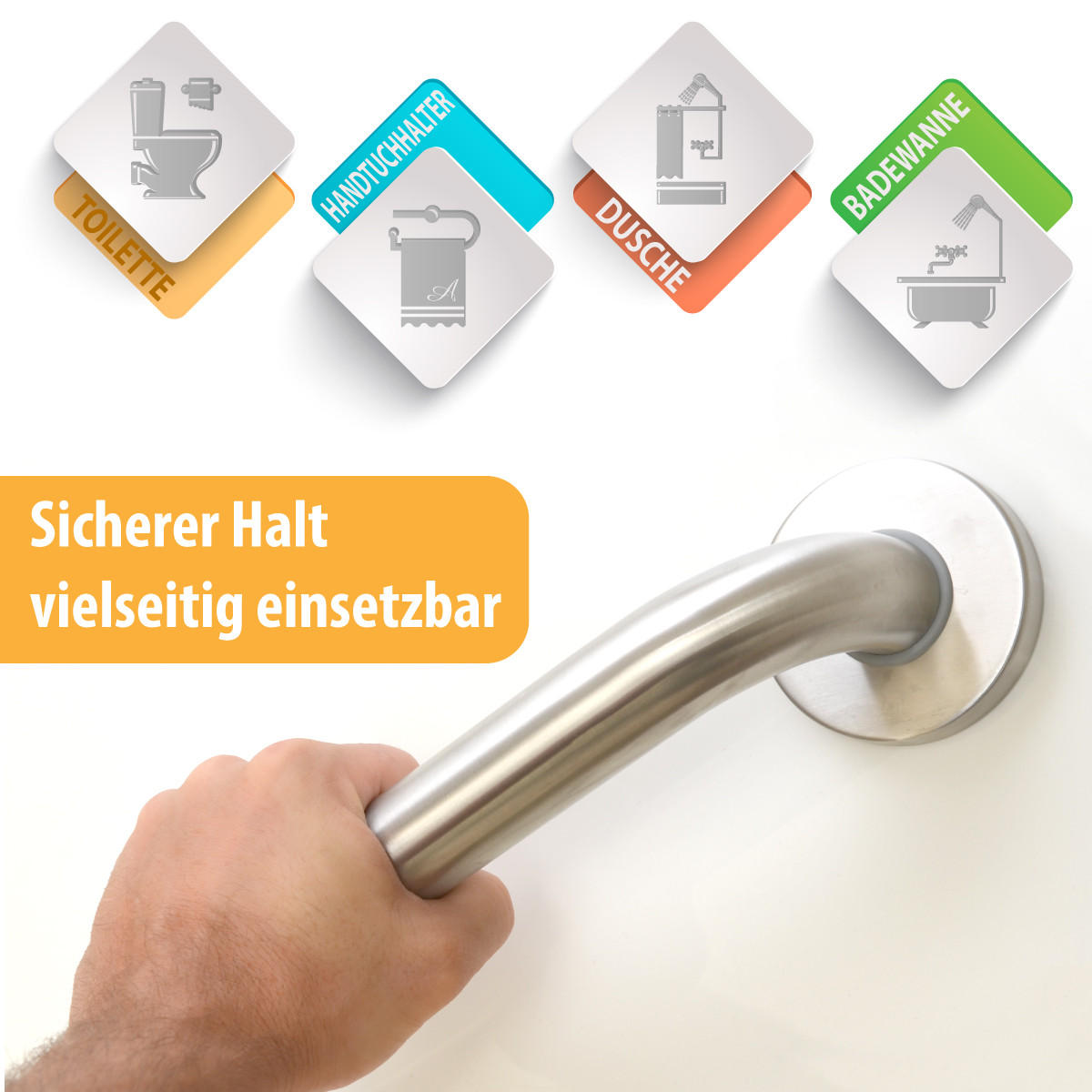 BADEWANNENGRIFF 30 cm Silber - Silberfarben, Metall (25/3.7/30cm) - eyepower