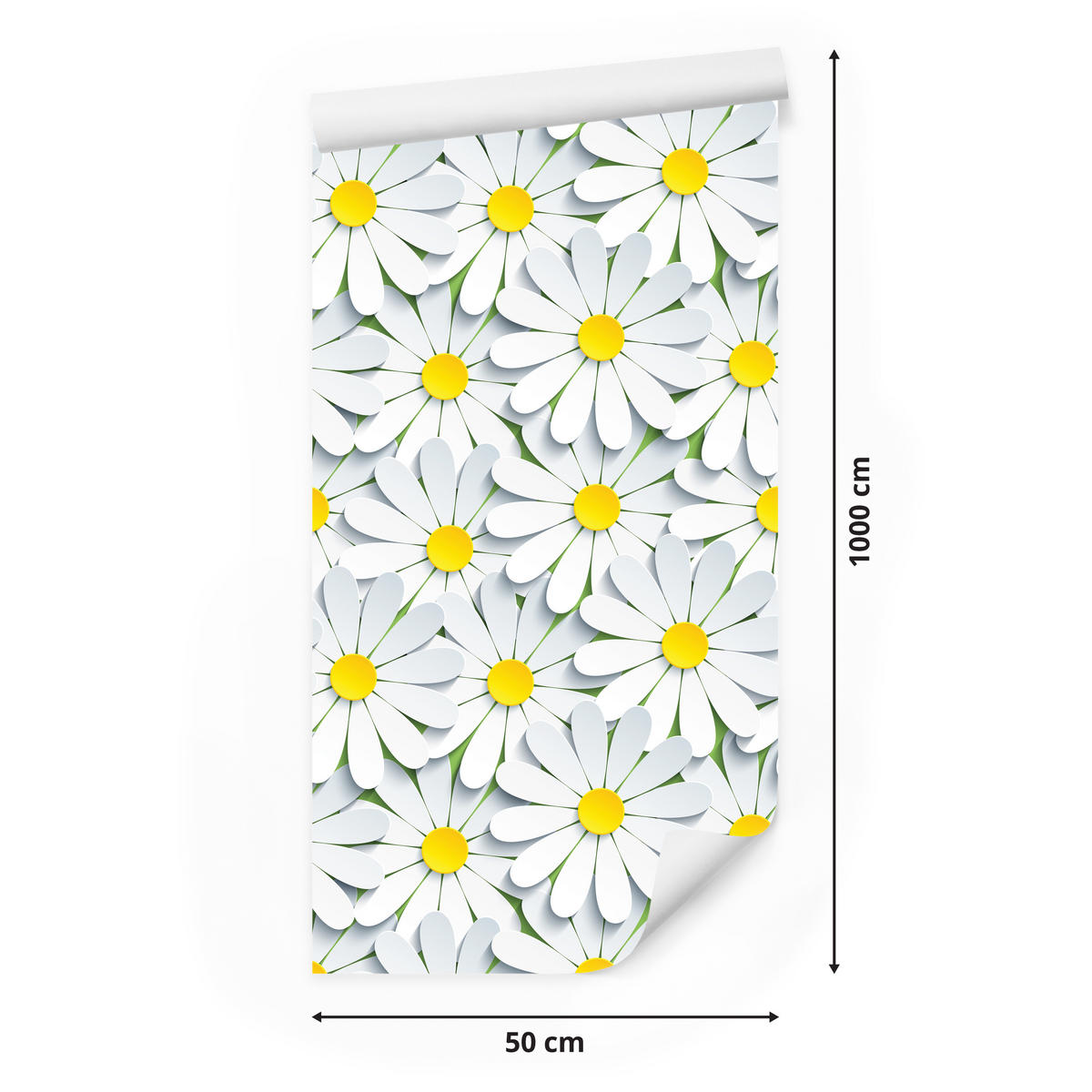 VLIESTAPETE Kamillenblüten – Weiß, Gelb, Grau – 50x1000 cm - Gelb/Weiß, Papier (50/1000cm) - Muralo