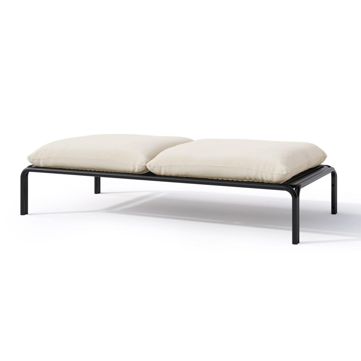 GARTENHOCKER Worcully Beige/Schwarz mit wasserabweisendem Stoff, 150 x 72 cm - Beige, Textil (150/42/72cm) - Selsey