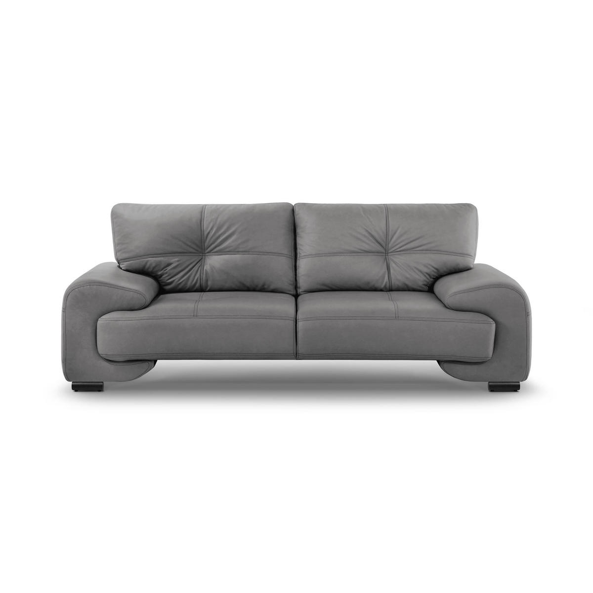 3-SITZER SOFA Omega aus Kunstleder, Grau - Schwarz/Grau, Leder (225/88/98cm) - Beautysofa