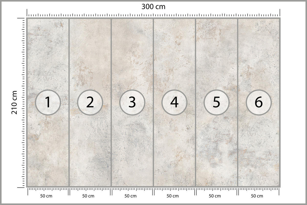FOTOTAPETE für Wohnzimmer Grau Betonmuster Minimalismus 300x210 - Beige/Grau, Papier (300/210cm) - Muralo
