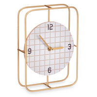 UHR Kommode kariertes Zifferblatt goldene Zeiger 18,5/25,5 cm - Goldfarben, Holzwerkstoff (18.5/25.5/6cm) - Giftdecor