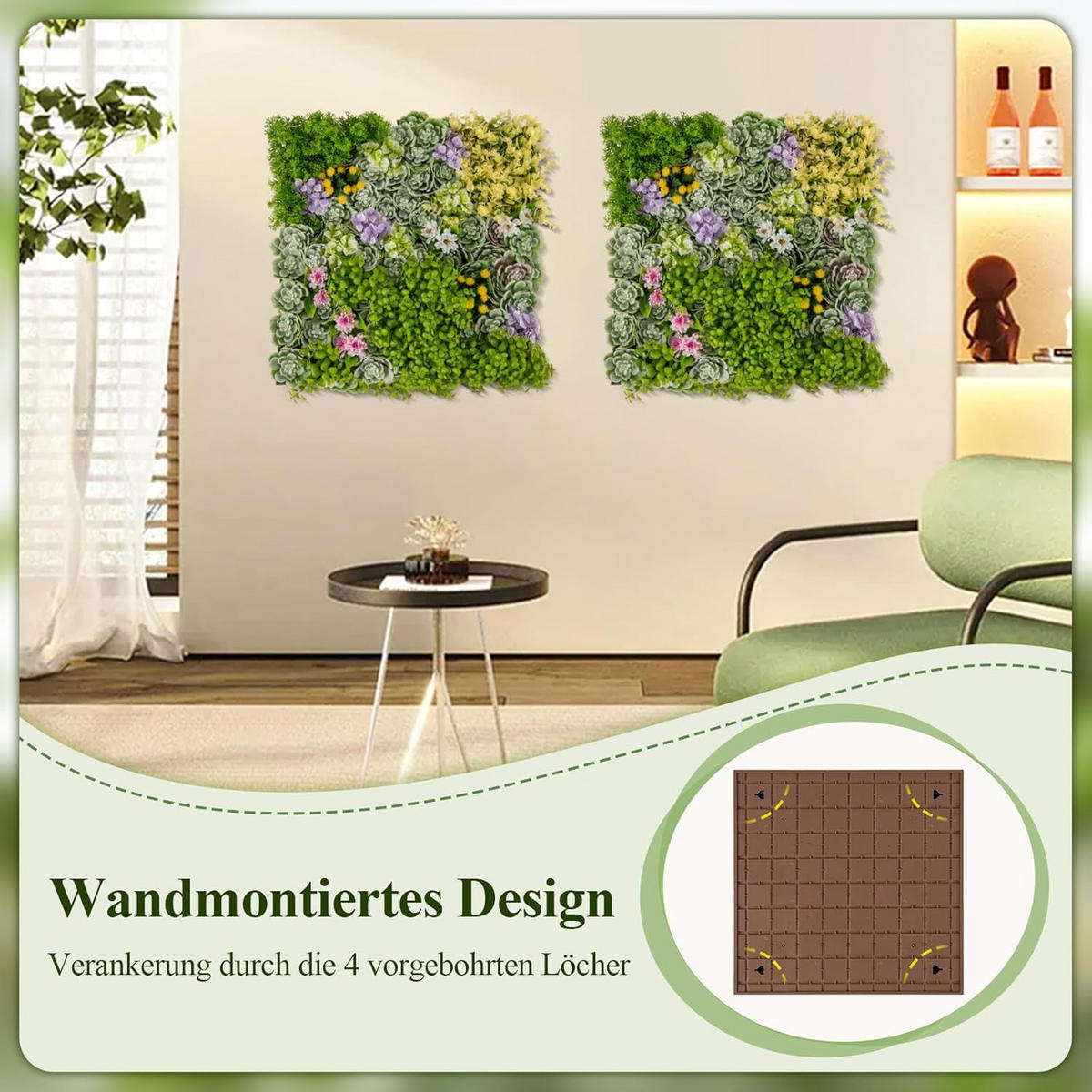 KUNSTPFLANZE Grün(2er-Set) - Grün, Kunststoff (10cm) - COSTWAY