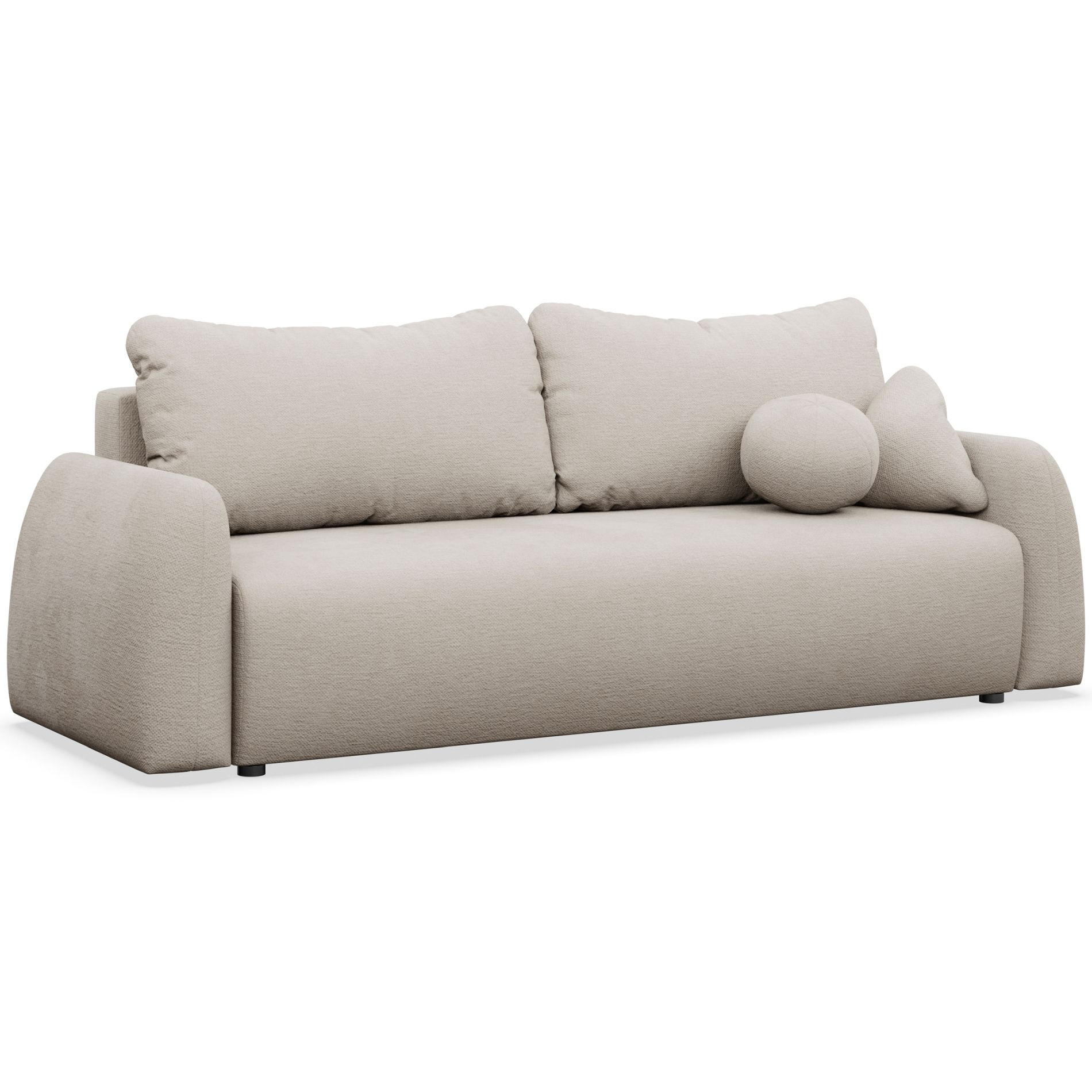 3-SITZER SOFA Nubelle Hellbeige Chenille-Bezug, wasserabweisend - Ecru/Schwarz, Kunststoff/Textil (244/85/93cm) - Selsey