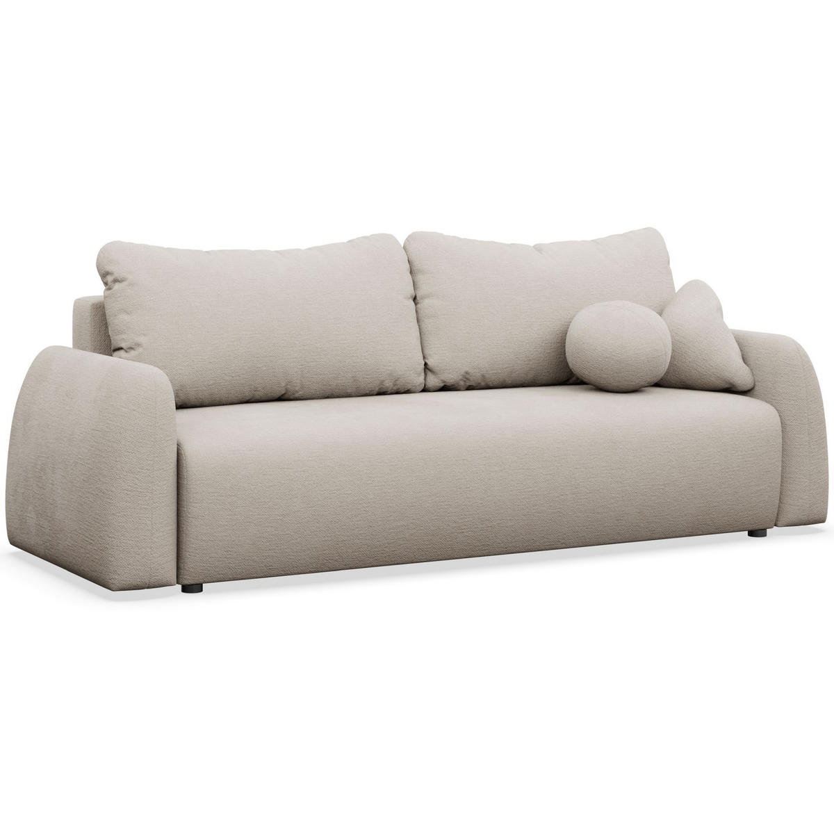 3-SITZER SOFA Nubelle Hellbeige Chenille-Bezug, wasserabweisend - Ecru/Schwarz, Kunststoff/Textil (244/85/93cm) - Selsey