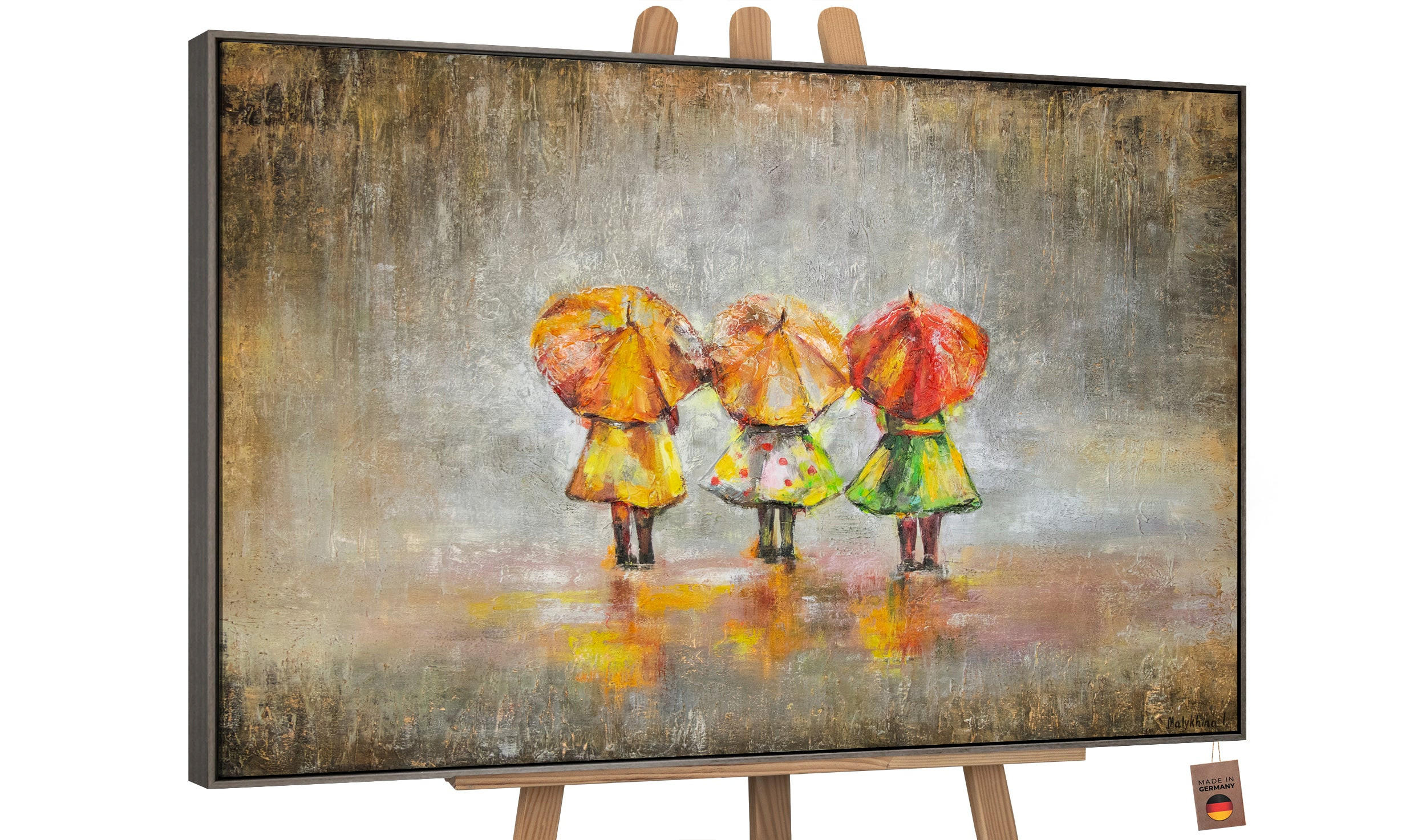GEMÄLDE Sommerregen Schattenfugenrahmen Grau 120x80 cm - Grau, Holz (120/80cm) - YS-art gallery