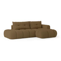 ECKSOFA FLUMA R-S Orange Boucle-Stoff mit Schlaffunktion - Orange, Holz (279/158cm) - MASSENO