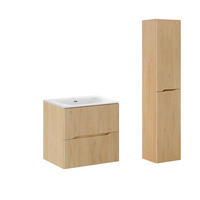 BADMÖBEL 60.2cm Isaline 2er-Set Helle Eiche - Braun, Holzwerkstoff (60.2/57/46cm) - Petits-meubles