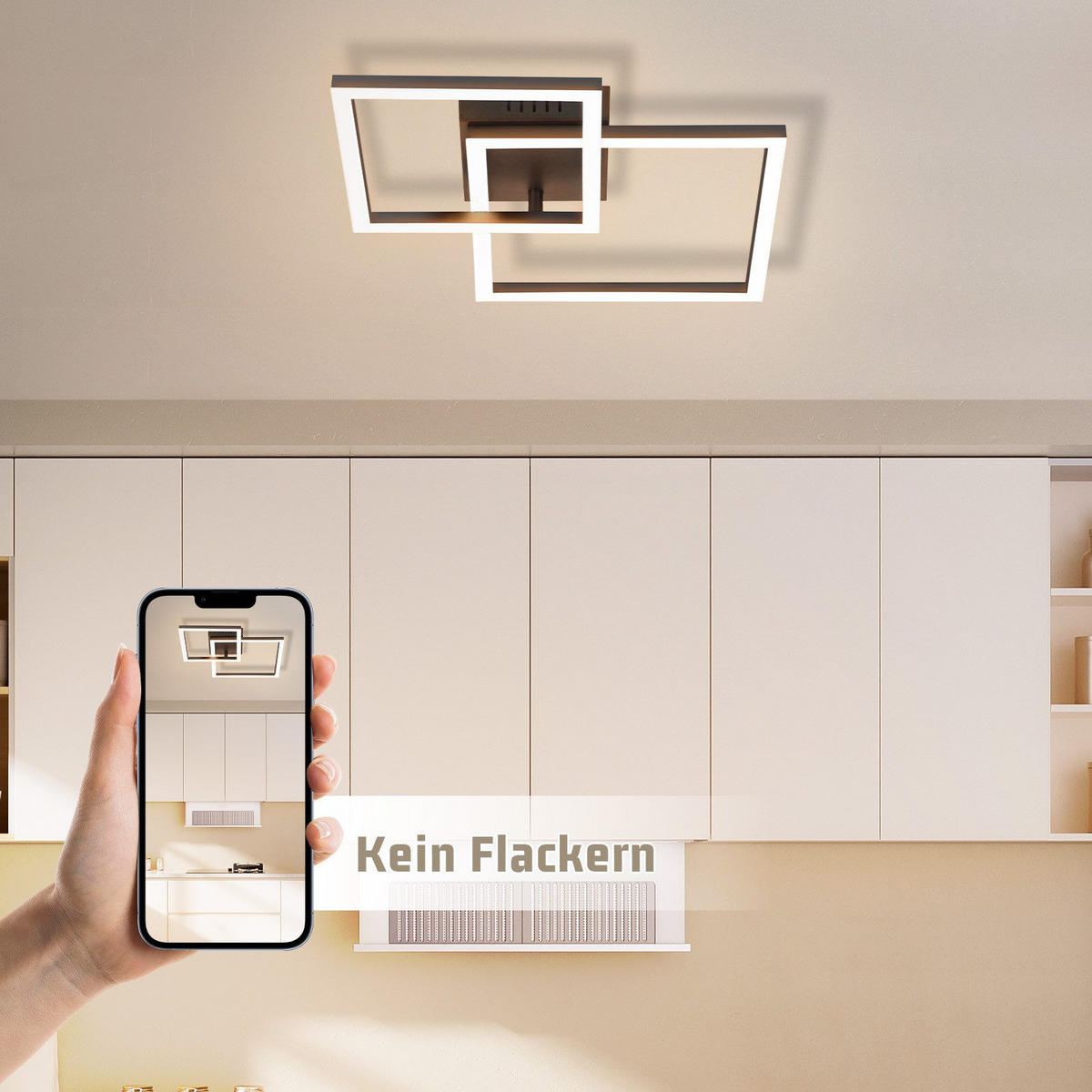 LED-DECKENLEUCHTE Lounder 34.5/34.5/6.7cm - Schwarz, Kunststoff (34.5/34.5/6.7cm) - Nettlife