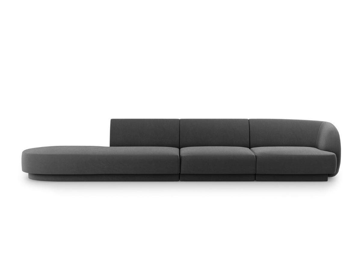 LINKES-SOFA Miley aus Samt grau 4 Sitzplätze - Grau, Textil (90/70/323cm) - Micadoni