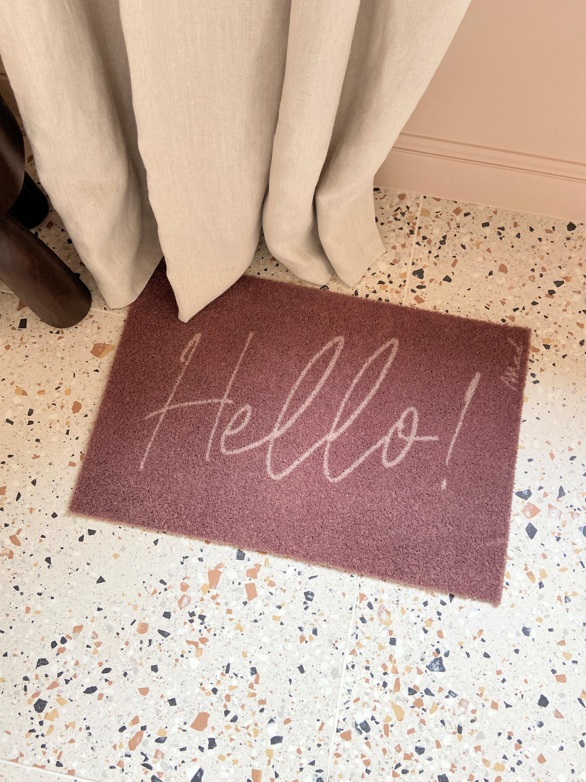 OUTDOOR FUßMATTE "Arie" mit Spruch "Hello" Pink 50 x 75 cm - Pink/Beige, Kunststoff/Textil (50/75cm) - MAD ABOUT MATS