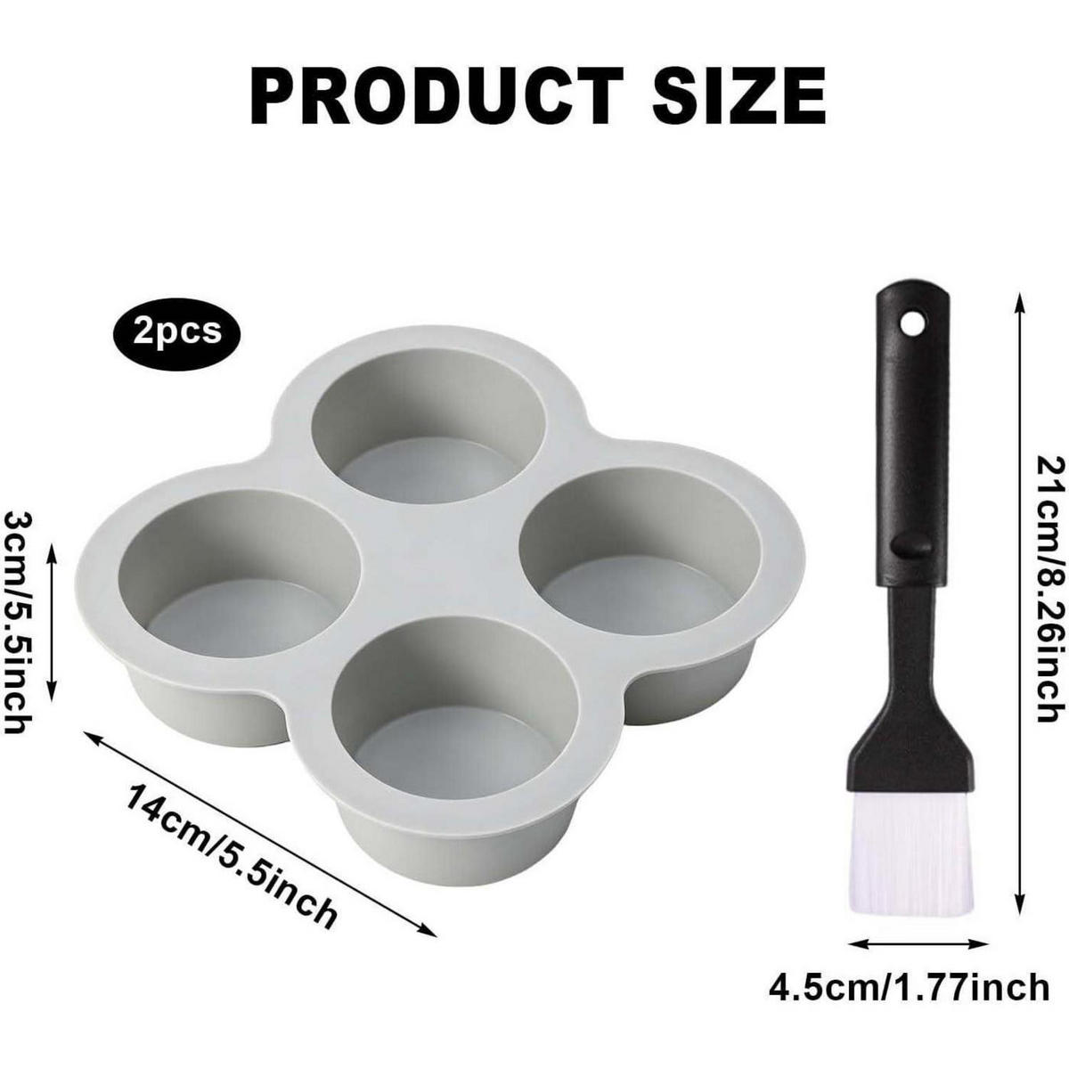 MUFFINFORM 2-teiliges Set mit Backpinsel Grau - Grau, Kunststoff (14/3/14cm)