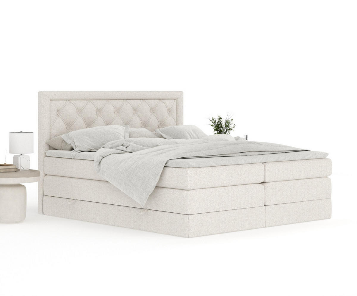 BOXSPRINGBETT Aurelia Beige 200/200 cm - Beige/Schwarz, Holz/Holzwerkstoff (200/200cm) - Maison de Reve