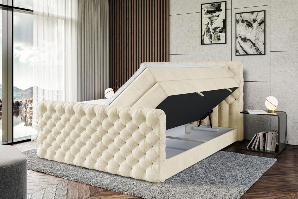 BOXSPRINGBETT BOXI8-Z KING - 180x200 - H3/H4 - Beige - Beige, Holzwerkstoff (180/200cm) - ALTDECOR