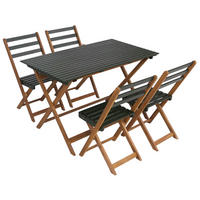 GARTENMÖBEL-SET 4x Stuhl Natur-Grün - Grün, Holz - PROREGAL