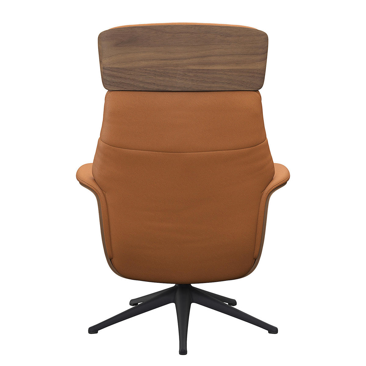 RELAXSESSEL - Echtleder - Cognac/Schwarz, Leder/Metall (83/112/83cm) - home24