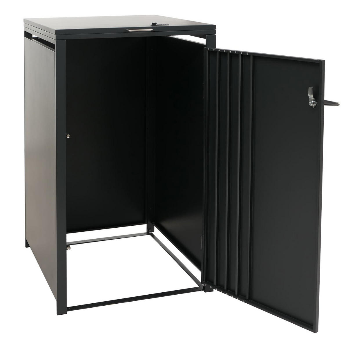 MÜLLTONNENBOX 1er mit Deckel HxBxT 122x68x84cm Anthrazit Holzoptik hell - Anthrazit, Metall (68/122/84cm) - PROREGAL