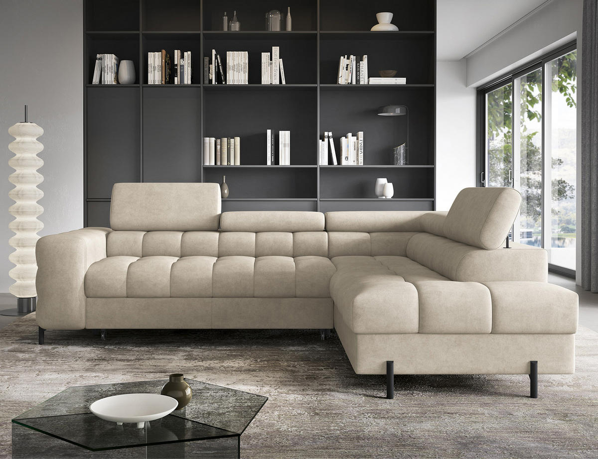 ECKSOFA Ferrucio R - Beige (Aura 18) - Beige, Holzwerkstoff (276/200cm) - Möblo