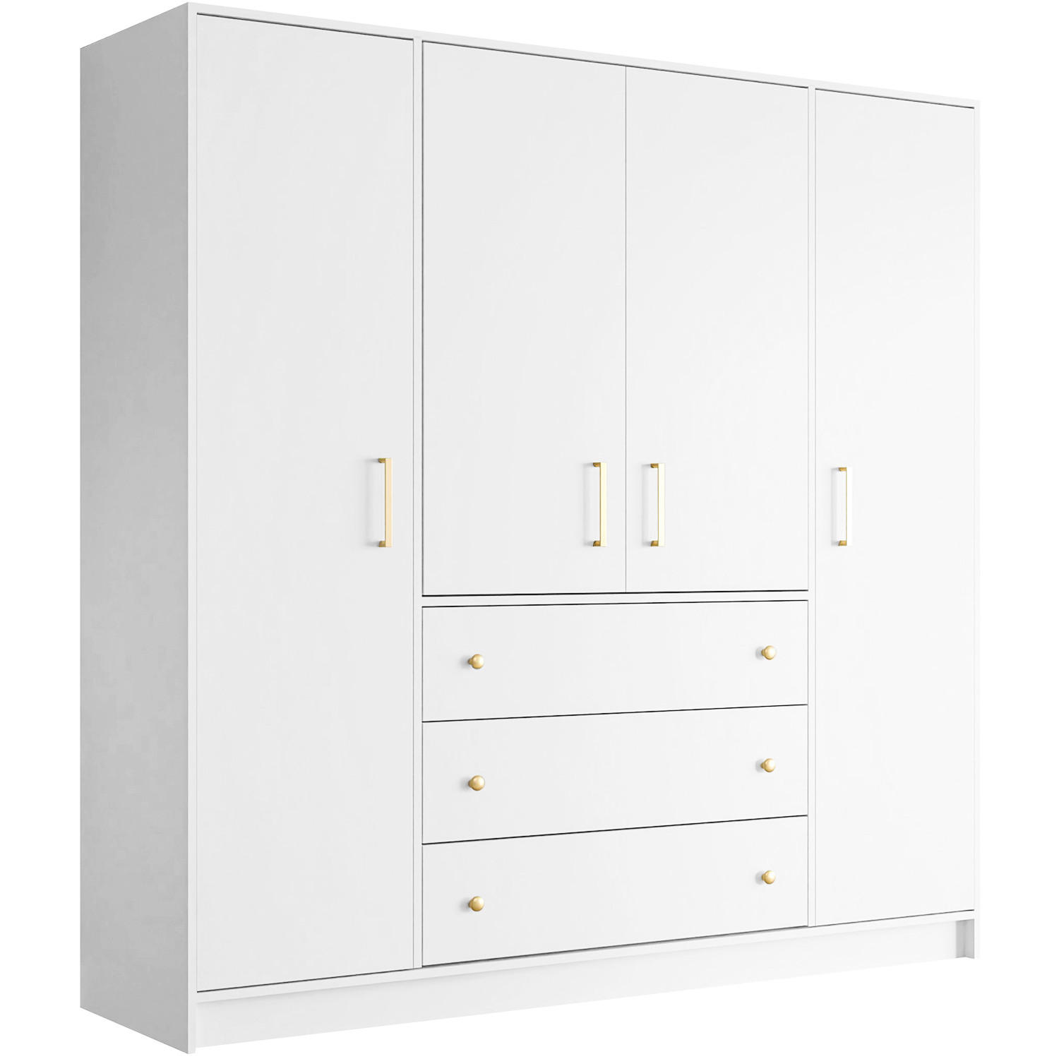 Beautysofa Drehtürenschrank Weiß 196x210x58 cm