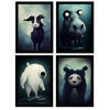 POSTER Set mit 4 Grässlich Tier im T Burton Goth Stil A3 Rahmenlos - Klar, Papier (29.7/3cm) - Nacnic