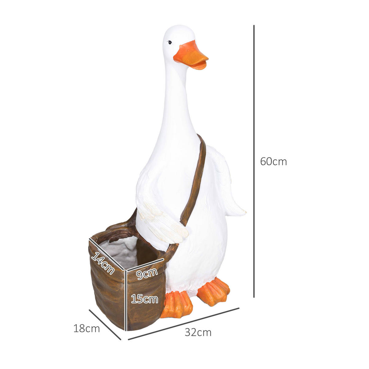 PFLANZTOPF mit Entwässerungsbohrung, Kräutertopf für Indoor, Outdoor, Kunstharz - Weiß, Kunststoff (60cm) - Outsunny