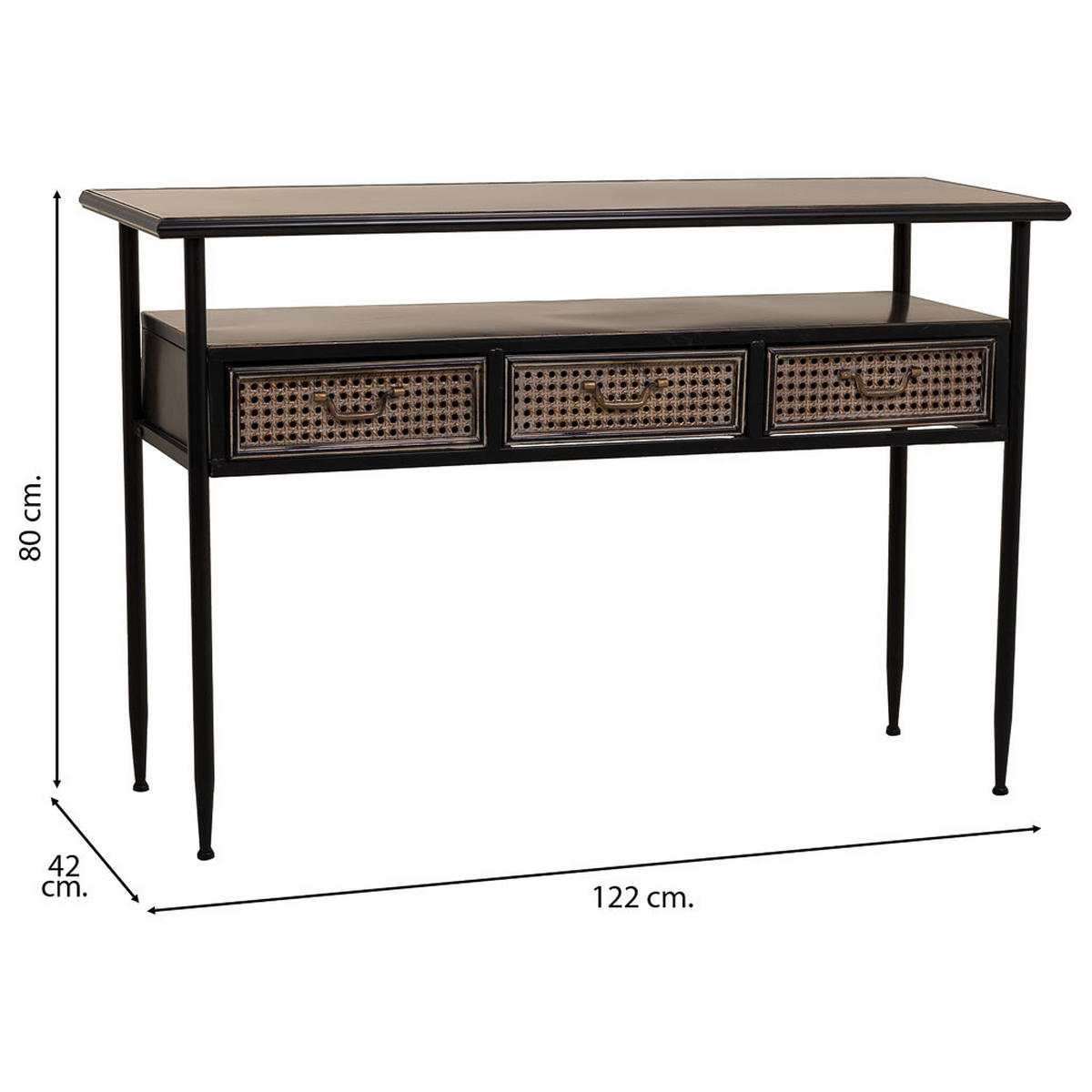 KONSOLE aus Metall 122x42x80 cm - Braun, Metall (42/122/80cm) - Wanderlust