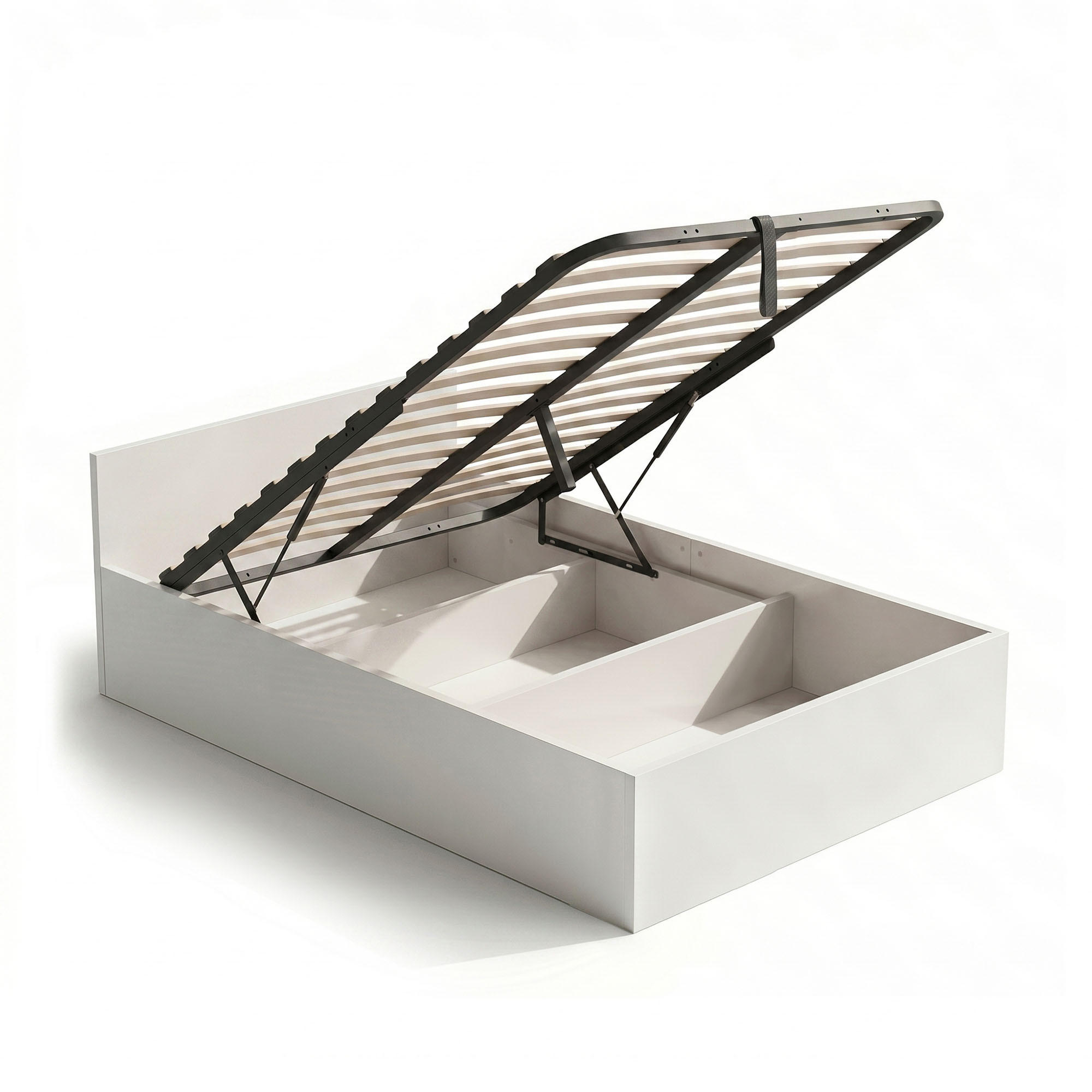 BETT mit Bettkasten 100x200 cm Metalllattenrost Weiß - Weiß, Holzwerkstoff (100/200cm) - Akord