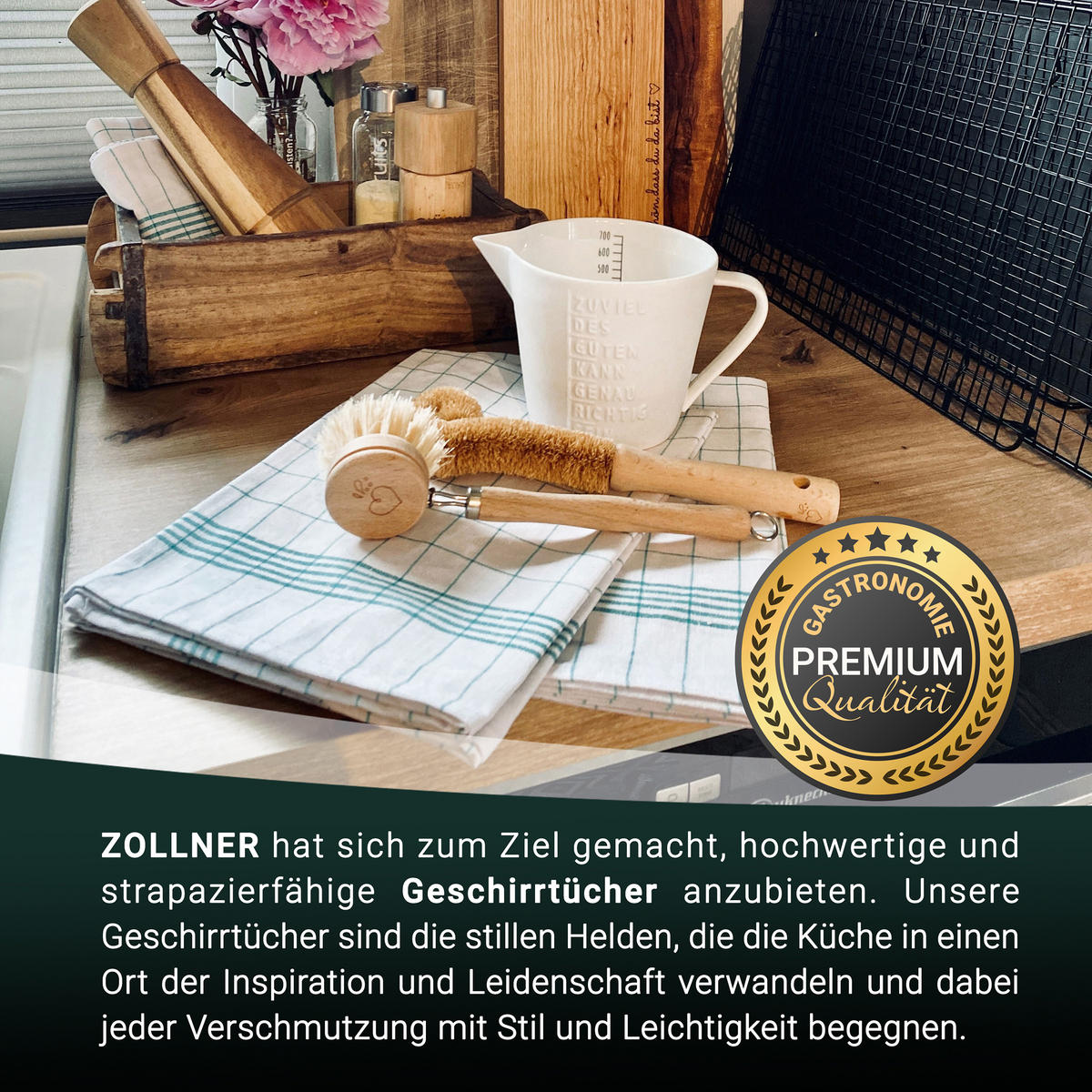GESCHIRRTÜCHER, 12er-Set, 50x70 cm, 50% Baumwolle, 50% Leinen, Grün - Grün, Textil (50/70cm) - Zollner