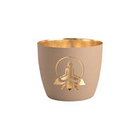 TEELICHTHALTER Madras Lotus Yoga Silhouette M, Eisen, sandstone / Gold, H 8.5 cm - Beige, Metall (8cm) - Gift Company