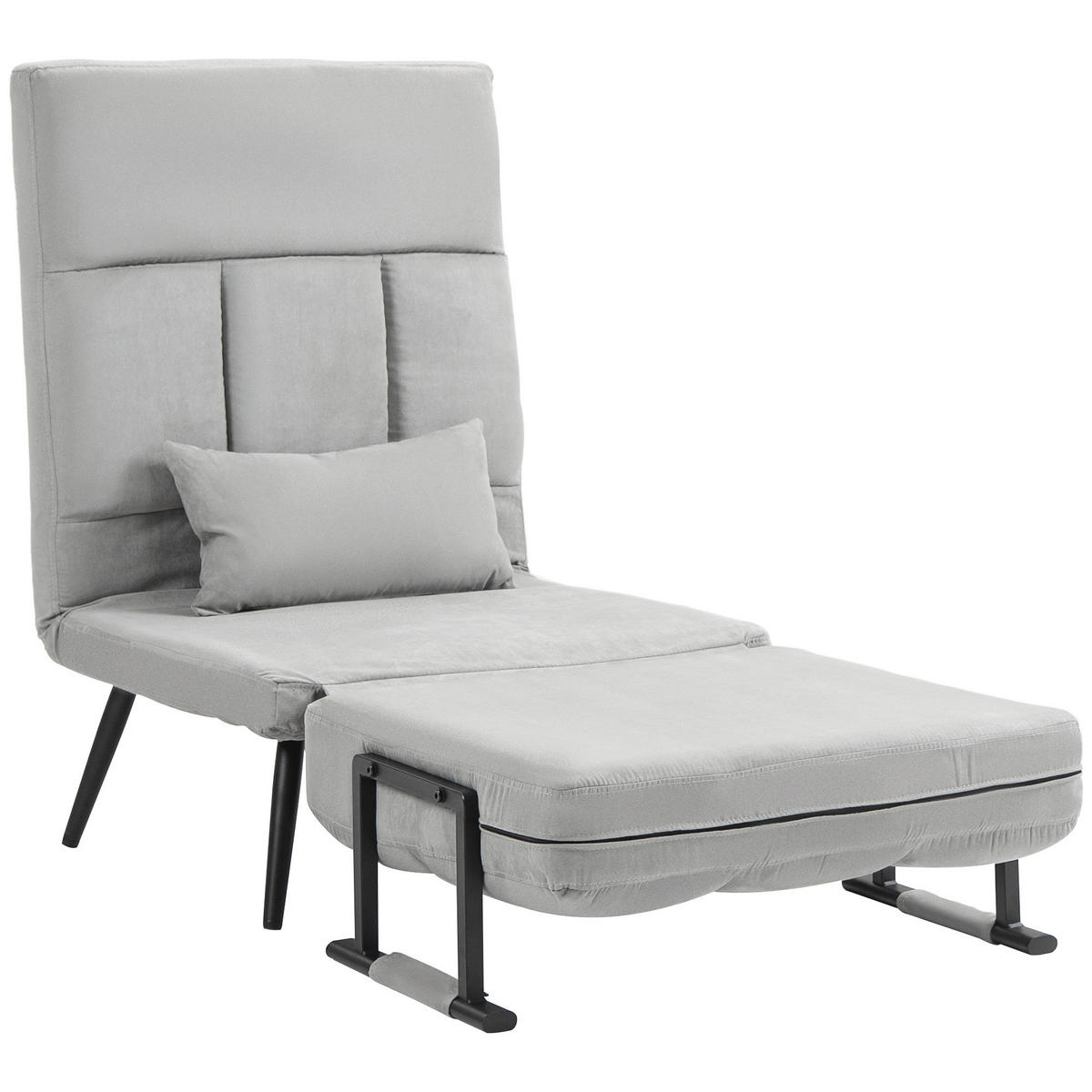 SCHLAFSESSEL 3-in-1 DE-14564 5-fach verstellbar mit Samtbezug Grau - Grau, Metall (71/97/71cm) - ComfortXL