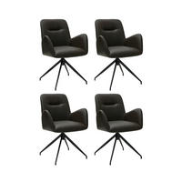 ARMLEHNSTUHL-SET 4 Stück in Kunstleder Dunkelbraun - Schwarz/Braun, Textil/Metall (61/86/64cm) - Furnhouse