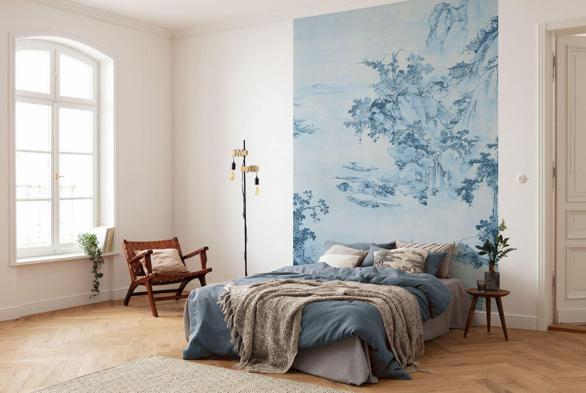 FOTOTAPETE blaues Porzellan 200 x 280 cm - Blau, Papier (200/280cm) - Sanders & Sanders