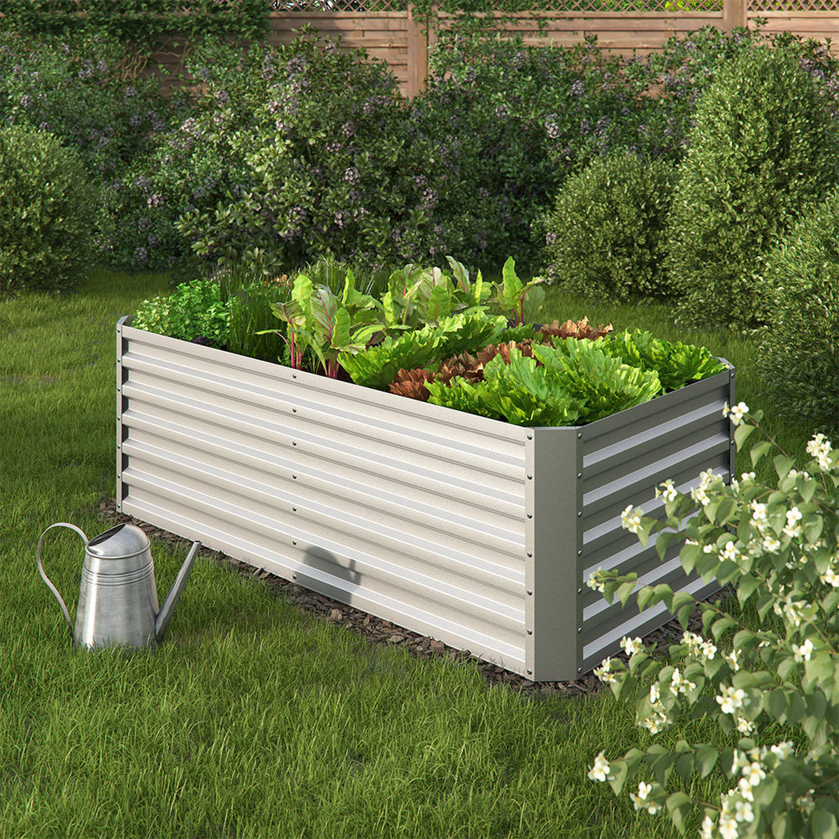 HOCHBEET Silber 180 x 60 cm - Silberfarben, Metall (180/90/60cm) - OK-Living