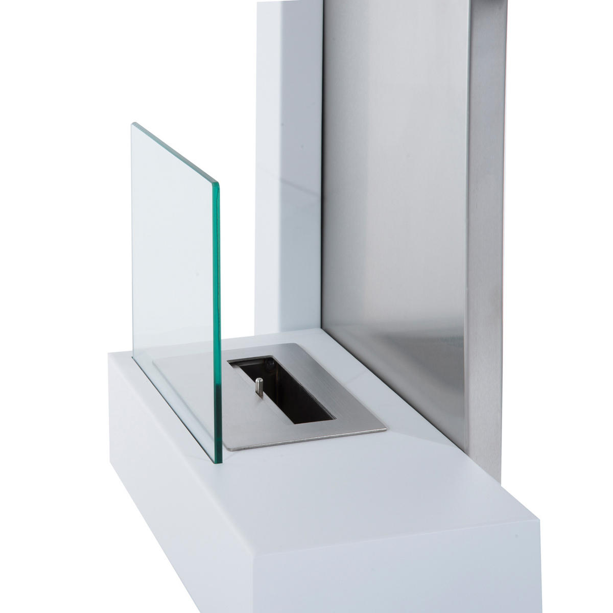 ETHANOL-KAMIN, 0,9L, mit einer Klappe Zubehör, Stahl, Weiß, 75 x 22 x 63 cm - Weiß, Metall (63/22/75cm) - HOMCOM