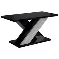 KAFFEETISCH 110x70x60 cm - Hochglanz Schwarz / Betonoptik - AOX - Schwarz Hochglanz, Holzwerkstoff (110/70/60cm) - ALTDECOR