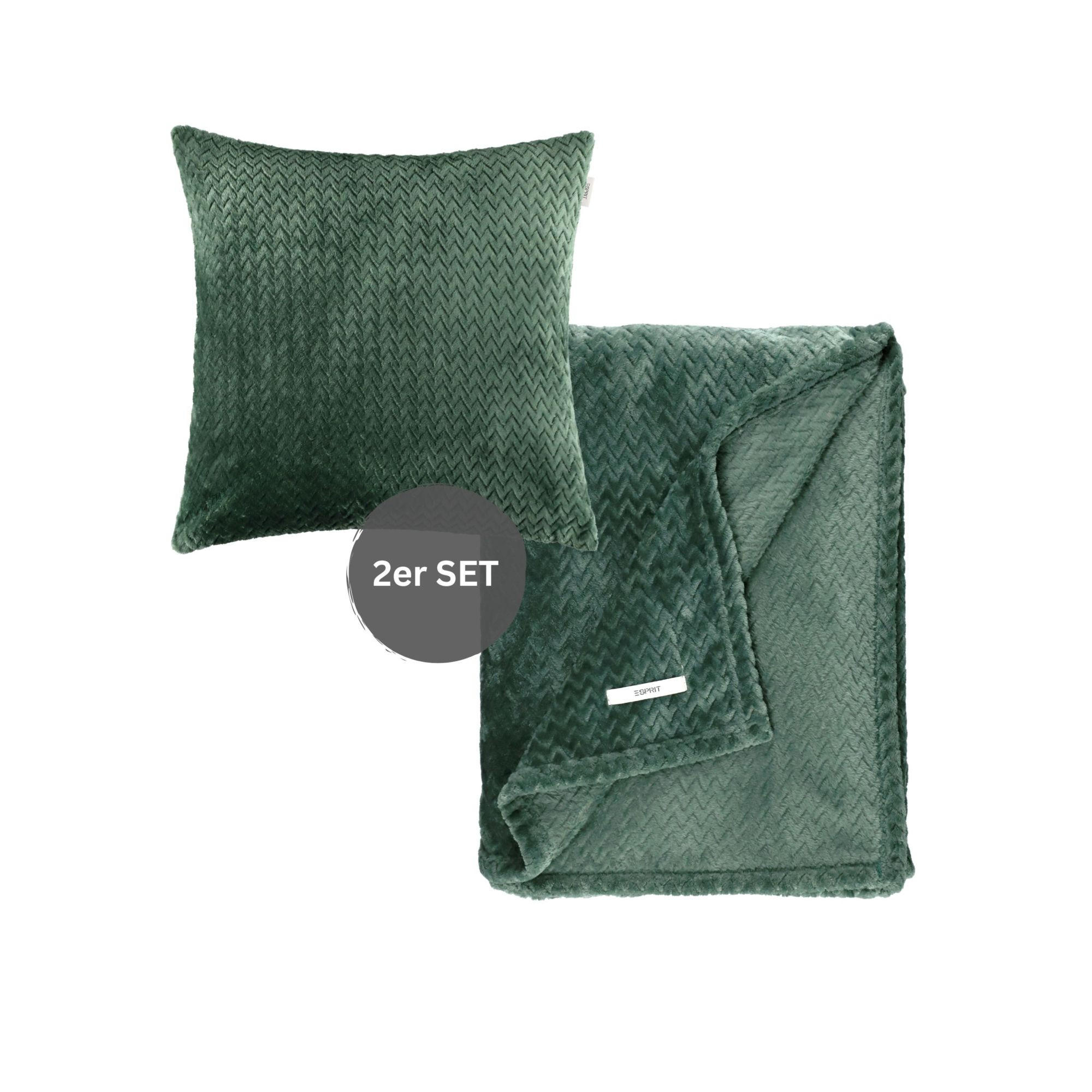 WOHNDECKE MIT DEKOKISSENHÜLLE COMFY-2 - Grün, Textil (140/190cm) - Esprit
