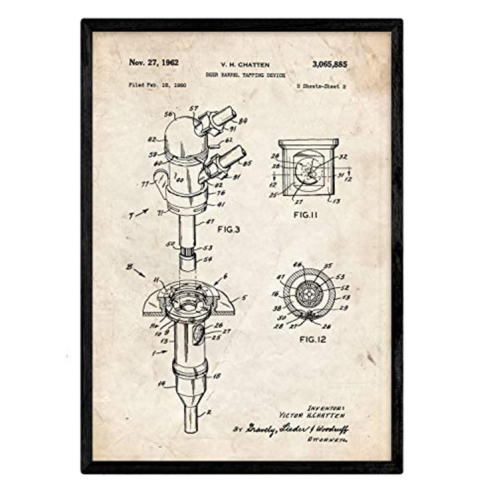 POSTER Patent Bierfass A3 Rahmenlos - Klar, Papier (29.7/5/42cm) - Nacnic