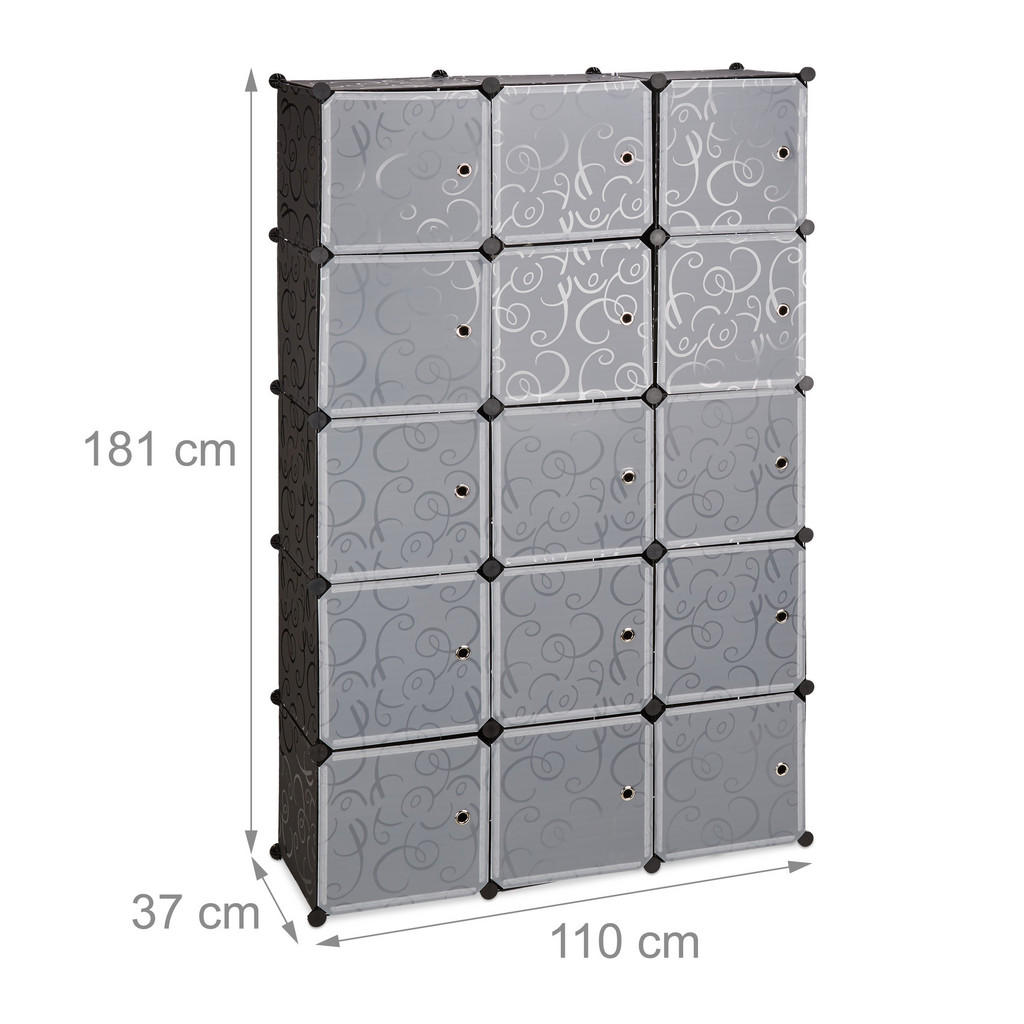 Thumbnail - Relaxdays Regalsystem, Schwarz, Metall, 110x181x37 cm, Wohnzimmer, Regale, Bücherregale