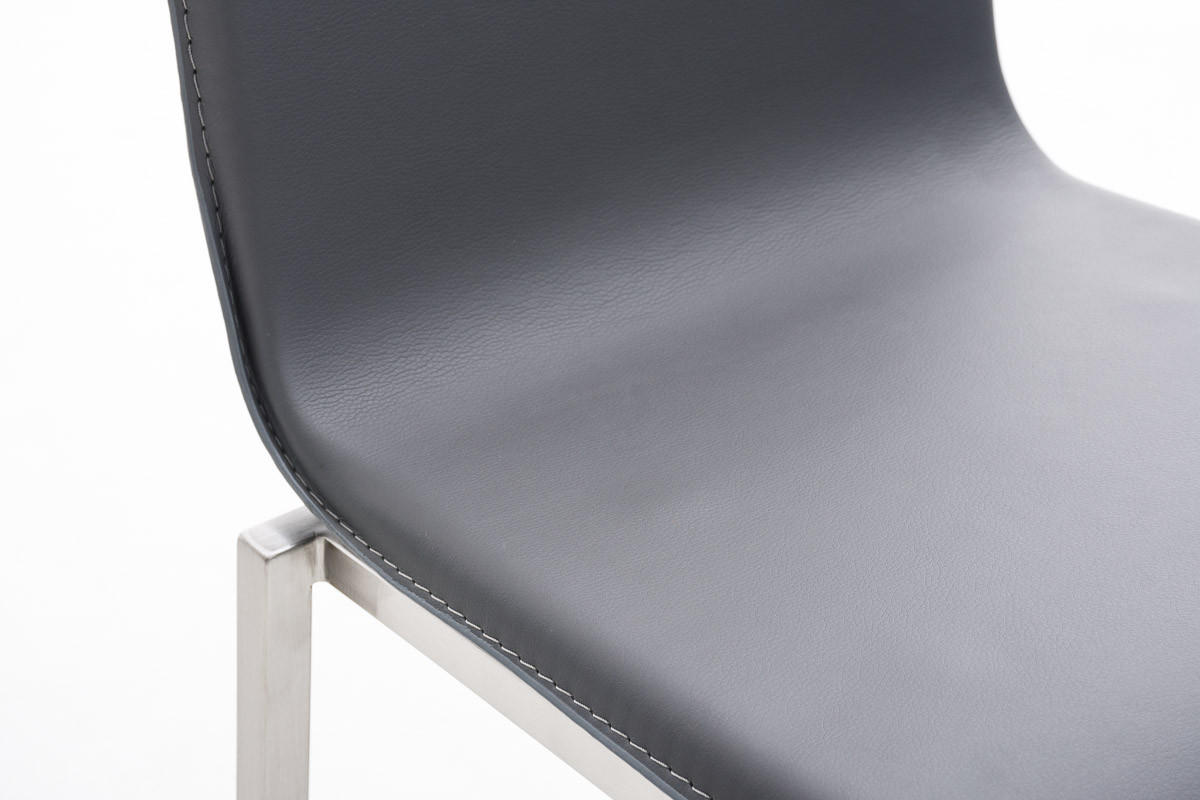 BARHOCKER Lederlook grau - Edelstahlfarben/Grau, Textil/Metall (43/103/51cm) - CLP