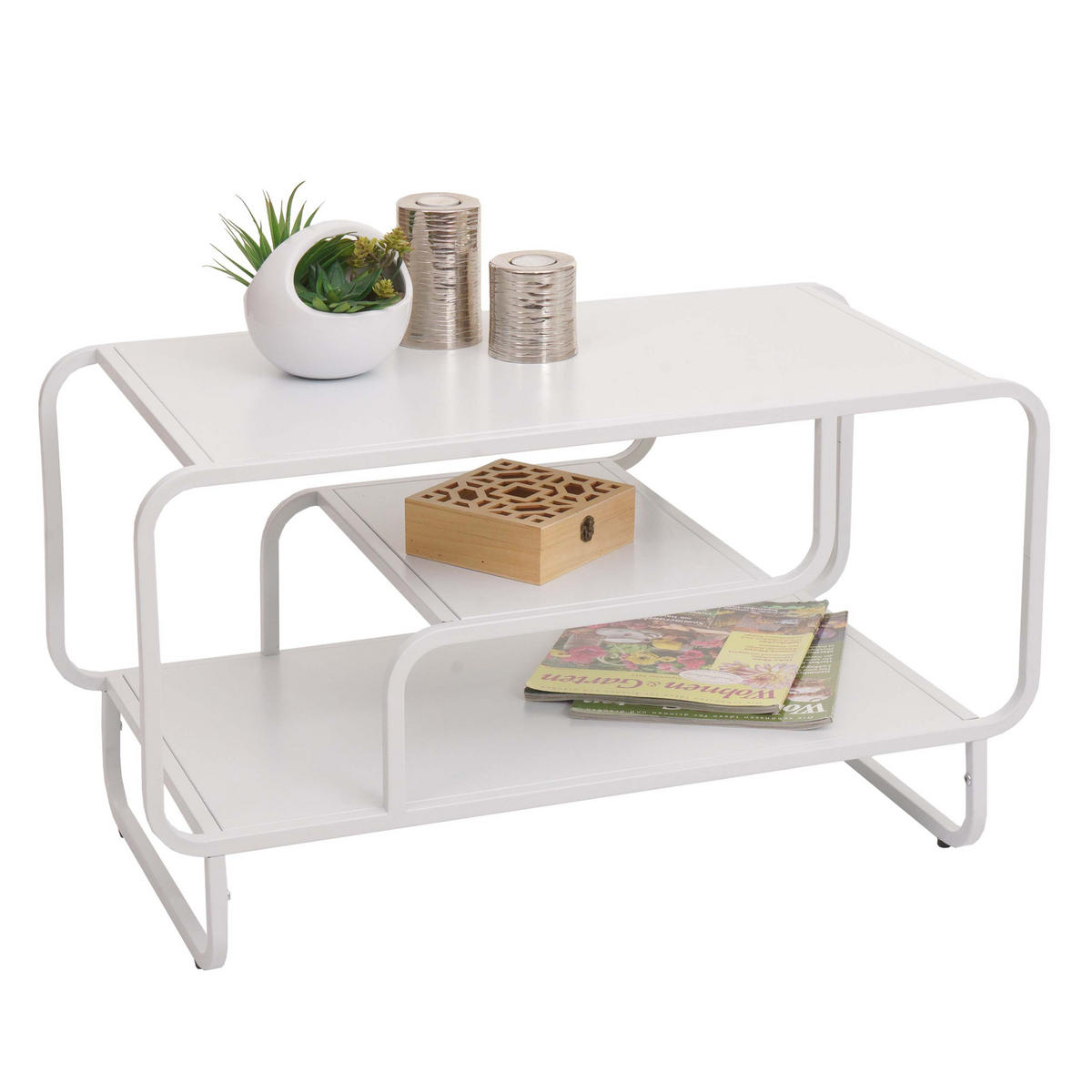 COUCHTISCH rechteck Weiß - Weiß, Metall (40/80/45cm) - MCW
