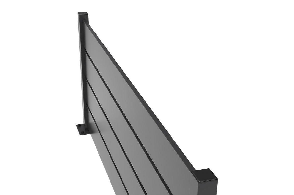 HALBOFFENER Zaun Vettoro 2m x H.80cm schwarzer Stahl - Schwarz, Metall (200/84cm) - Casanoov