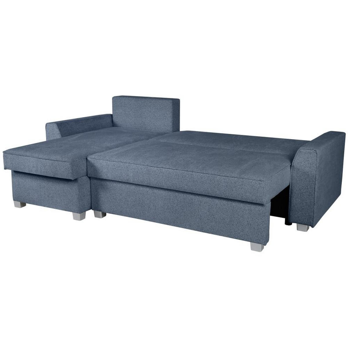 ECKSCHLAFSOFA Teramo dunkelblau - Schwarz/Dunkelblau, Kunststoff/Textil (235/150cm) - Beautysofa