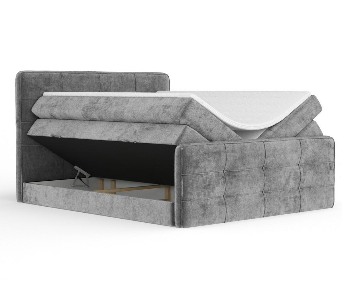 BOXSPRINGBETT Semplice Grau 140/200 cm - Schwarz/Grau, Holz/Holzwerkstoff (140/200cm) - Maison de Reve