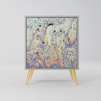 SIDEBOARD MOSAIC OF COLORS, Grau, 57,5x42x75,5 cm, Goldfarbene Metallfüße - Goldfarben/Multicolor, Holzwerkstoff/Metall (57.5/75.5/42cm) - SpaceRebels